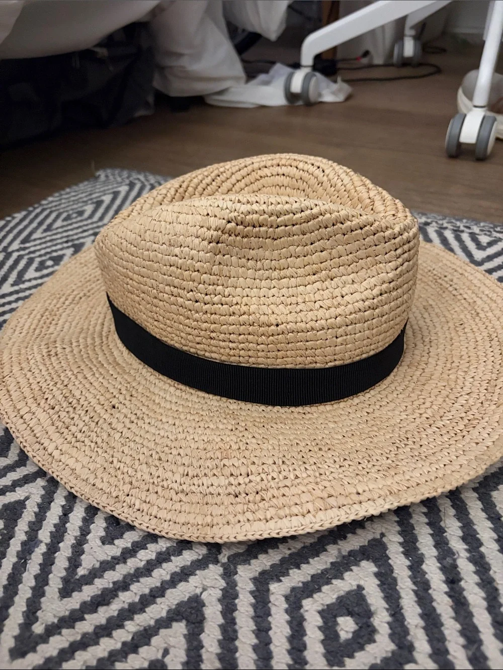 J. Crew Natural Straw Fedora with Black Band